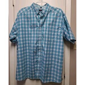 Ariat Shirt Mens XXL/TTG Blue Plaid Pro Series Button Down Stretch Short‎ Sleeve